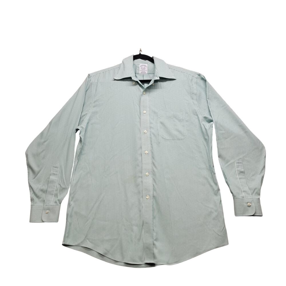 Brooks Brothers Regent Mens 16.5 34 Green Stripe Supima Cotton Dress Shirt